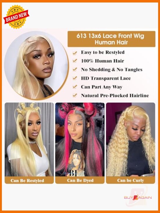 30 Inch 613 Lace Front Wig Human Hair Straight 13x6 HD Lace Pre Plucked 200 main image 5